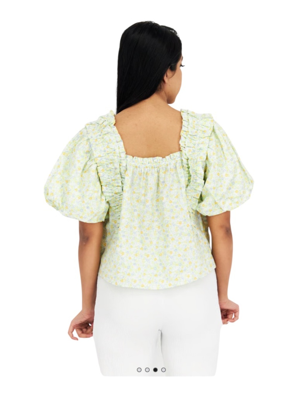 English Factory Square-Neck Puff Sleeve Top in Ditsy Floral Sz M - Picture 3 of 9